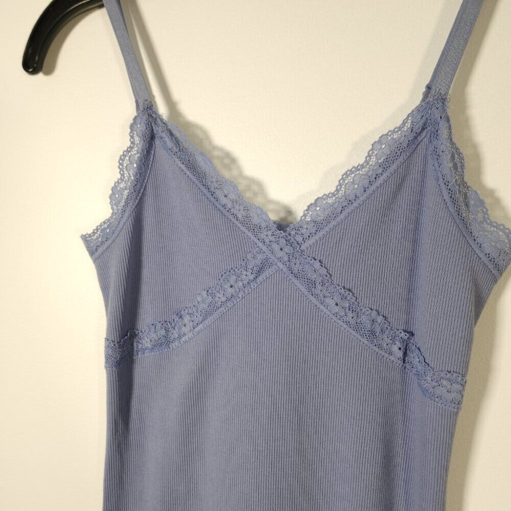 Ambiance Lilac Purple Lace Trim Ribbed Mini Dress Y2K 90s Lingerie Bodycon Sz S - Picture 3 of 9